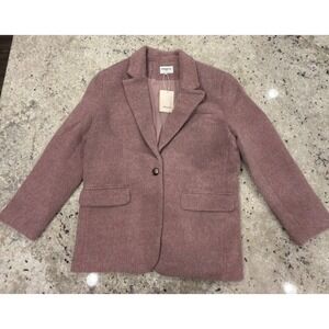 FRNCH Paris Blazer Size S Oversized Pink Textured Single Button NWT